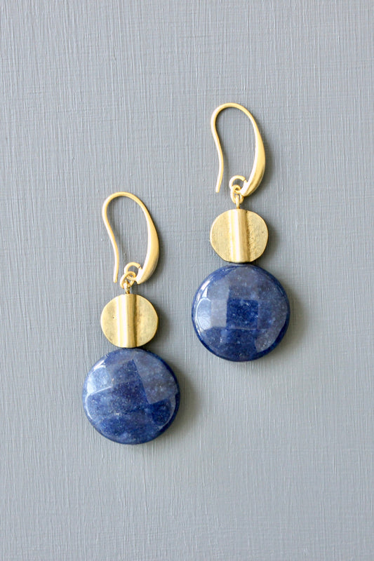 JLTE16 navy and brass earrings