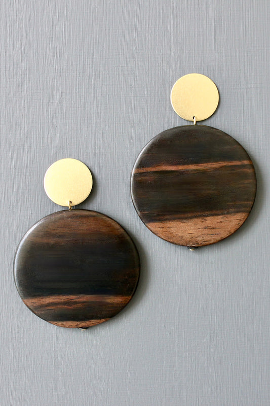 JLTE24 ebony wood post earrings