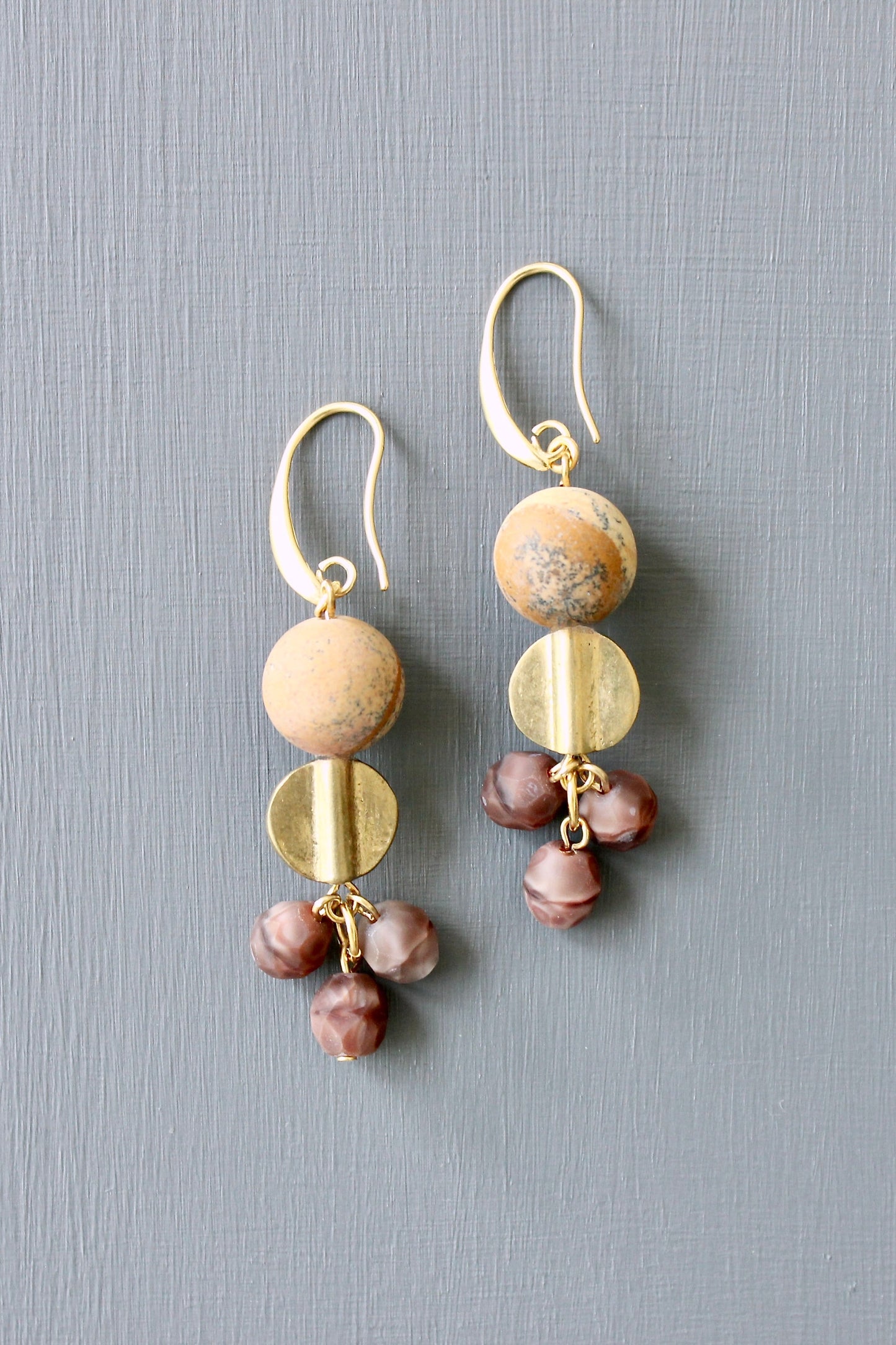 JLTE31 jasper and glass earrings