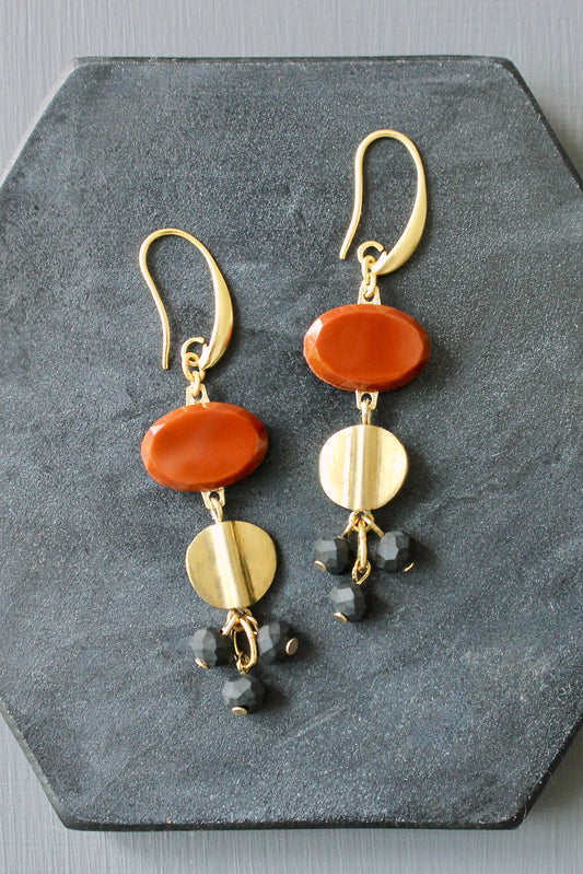 JLTE34 vintage orange glass earrings