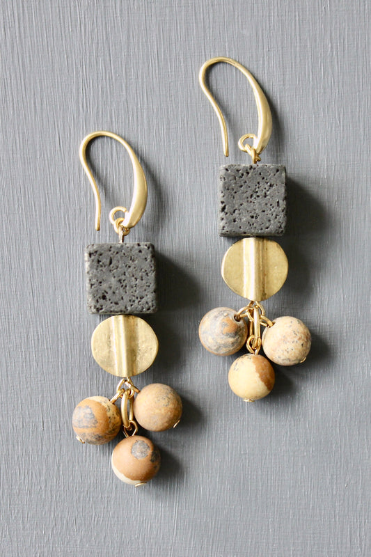 JLTE36 lava and jasper earrings