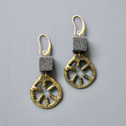 JLTE42 brass ox sculpted drop earrings