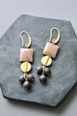 JLTE44 brown square cluster earrings