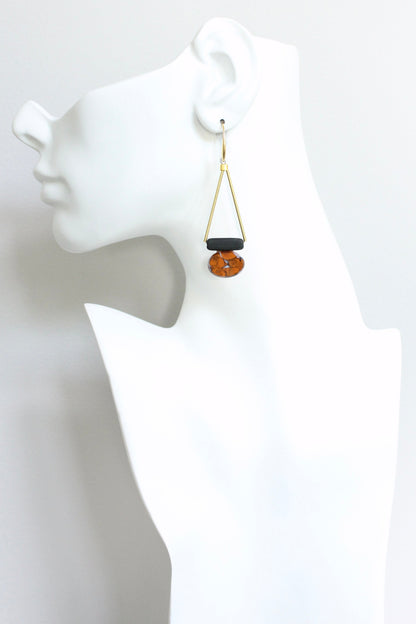 JLTE49 vintage  orange glass earrings