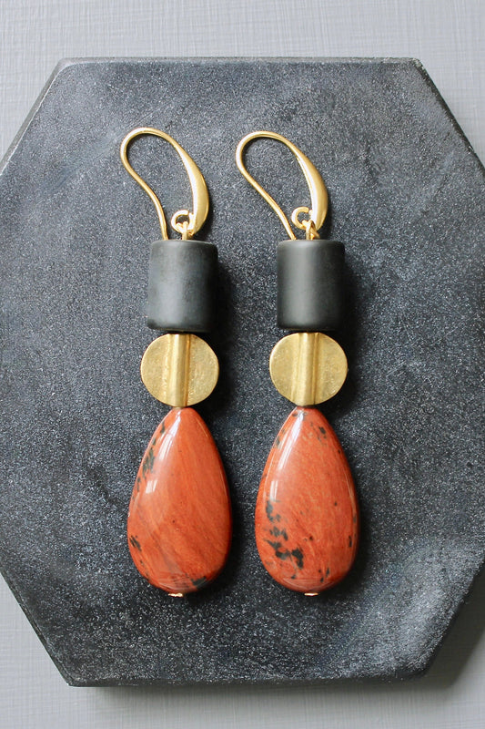 JLTE59 mahogany jasper earrings