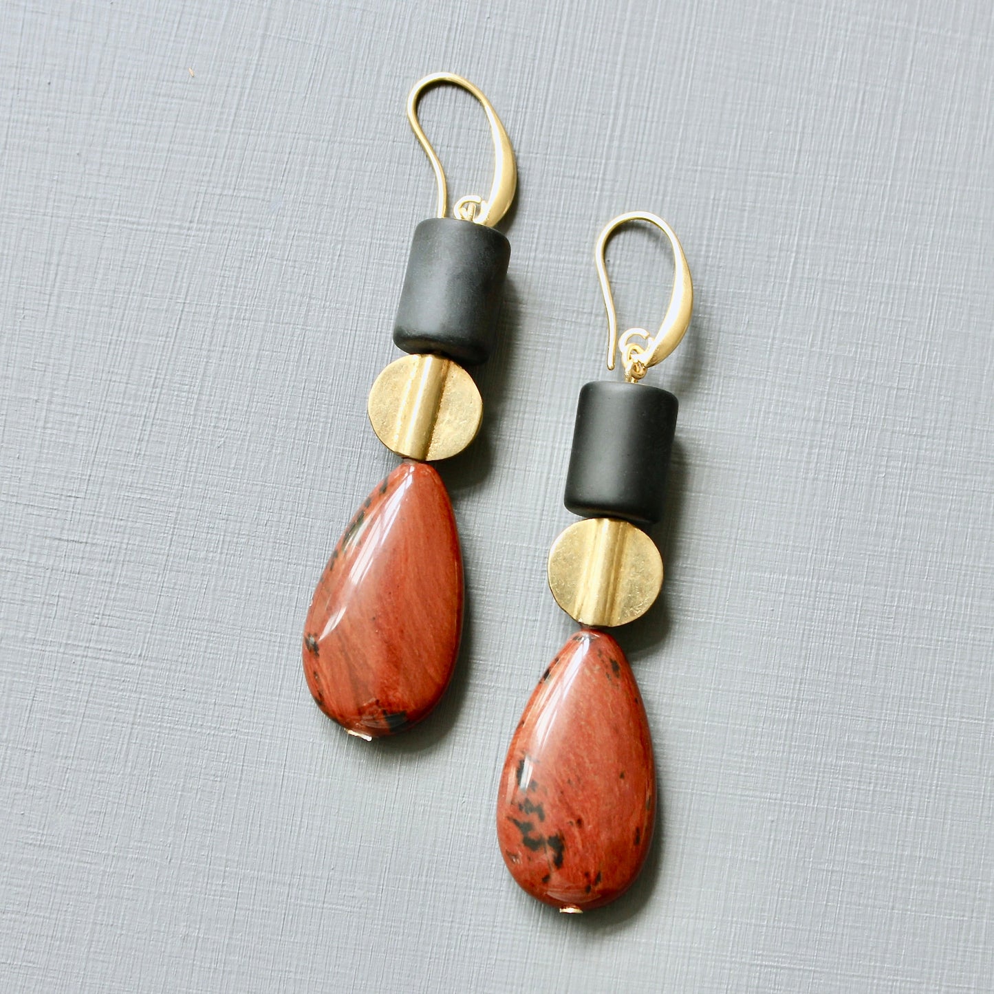 JLTE59 mahogany jasper earrings