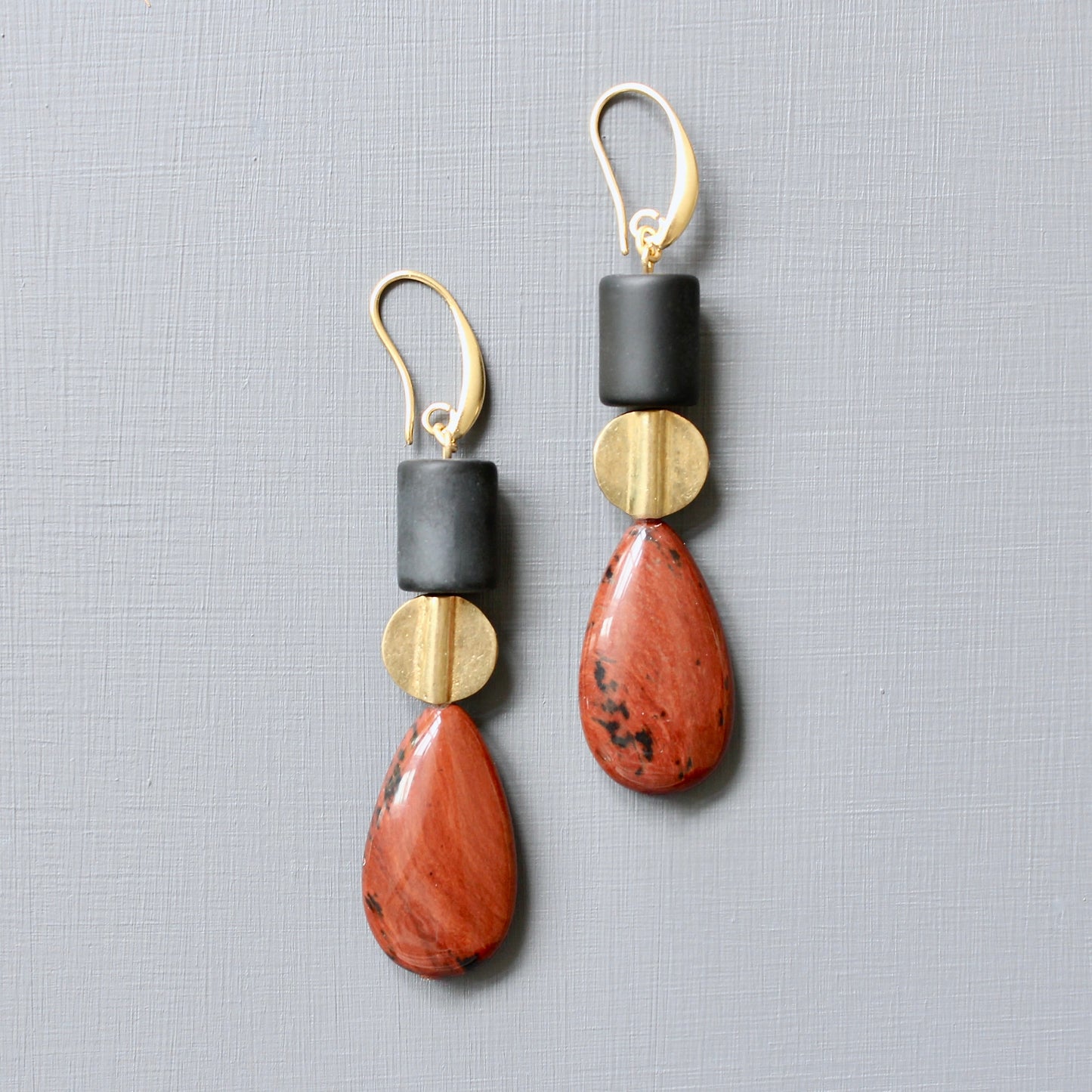 JLTE59 mahogany jasper earrings