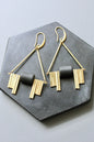 JLTE60 black and brass Artdeco earrings