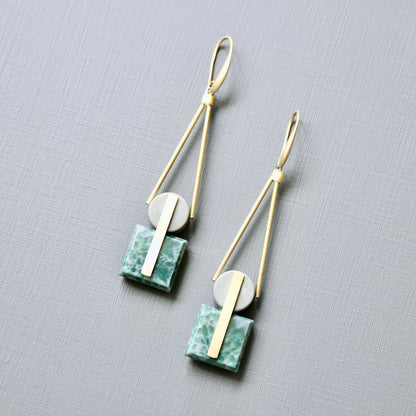 JLTE64 vintage glass geometric earrings