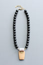 LEX117  Jet glass and jasper pendant ArtDeco necklace