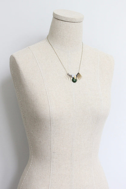 LEX118  Hunter green ArtDeco pendant necklace
