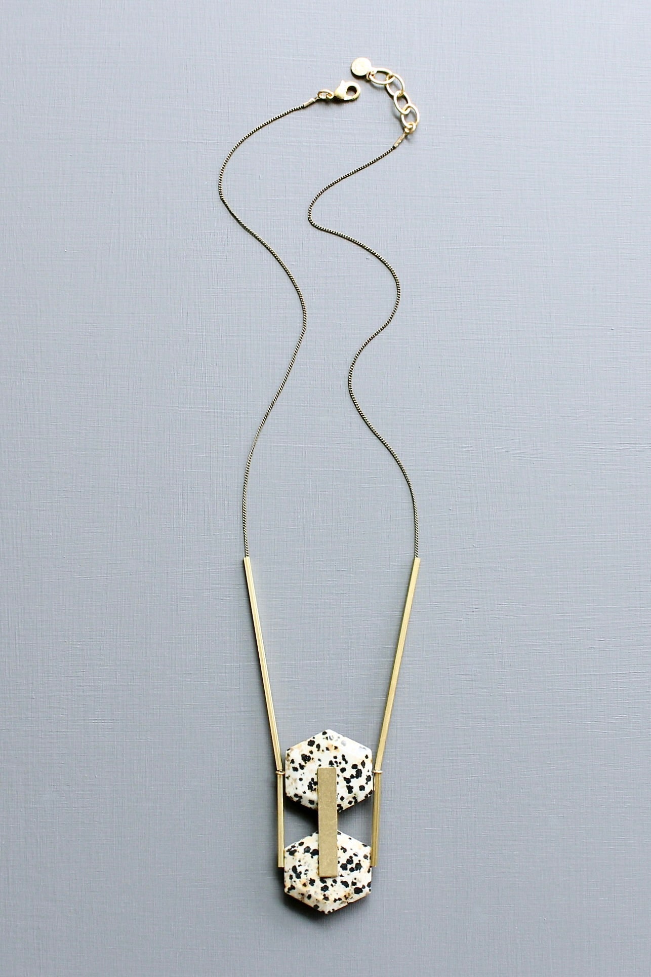 LEX122 Dalmatian geometric pendant necklace