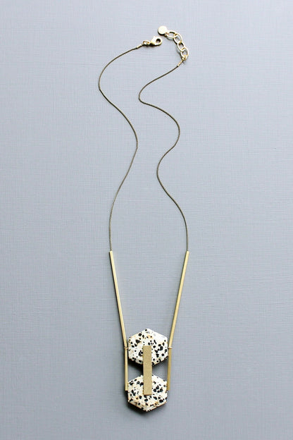 LEX122 Dalmatian geometric pendant necklace