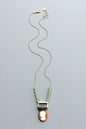 LEX123 Vintage glass cameo geometric necklace