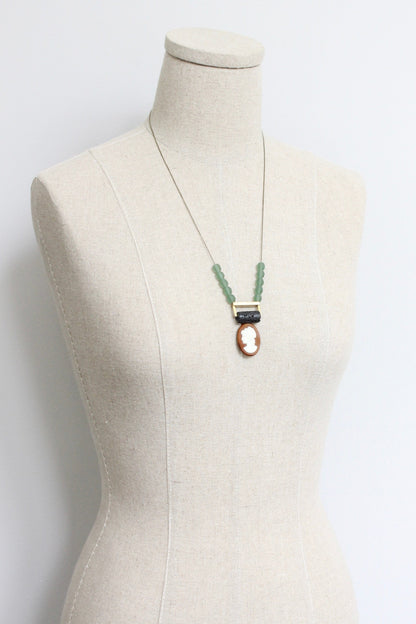 LEX123 Vintage glass cameo geometric necklace