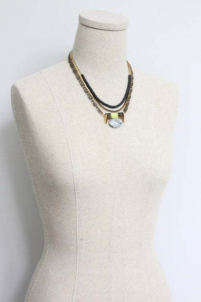 LEX217 Triple strand ArtDeco jasper pendant necklace