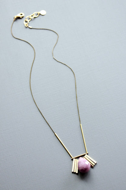 LEX218  Purple ArtDeco pendant necklace