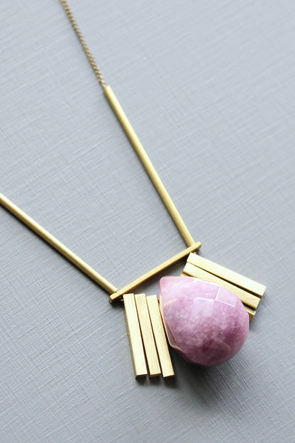 LEX218  Purple ArtDeco pendant necklace