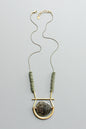 LEX223 Black and moss geometric pendant necklace
