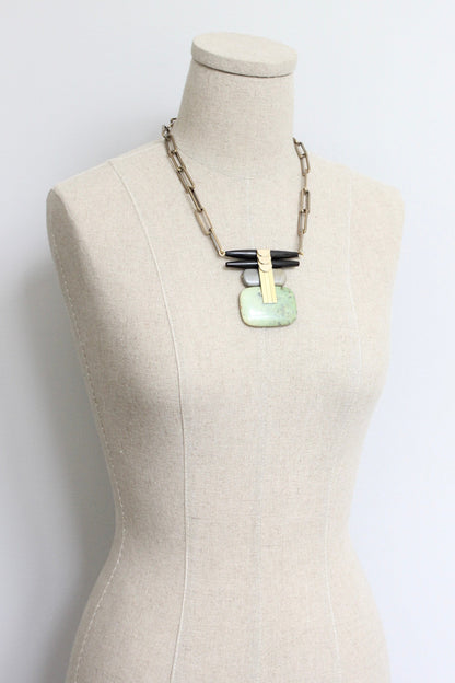 LEX320 Green and black ArtDeco pendant necklace