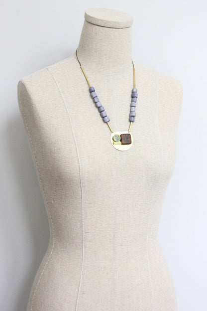 LEX321 Abstract glass and jasper pendant necklace