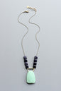 LEX519  Blue goldstone and jade pendant necklace