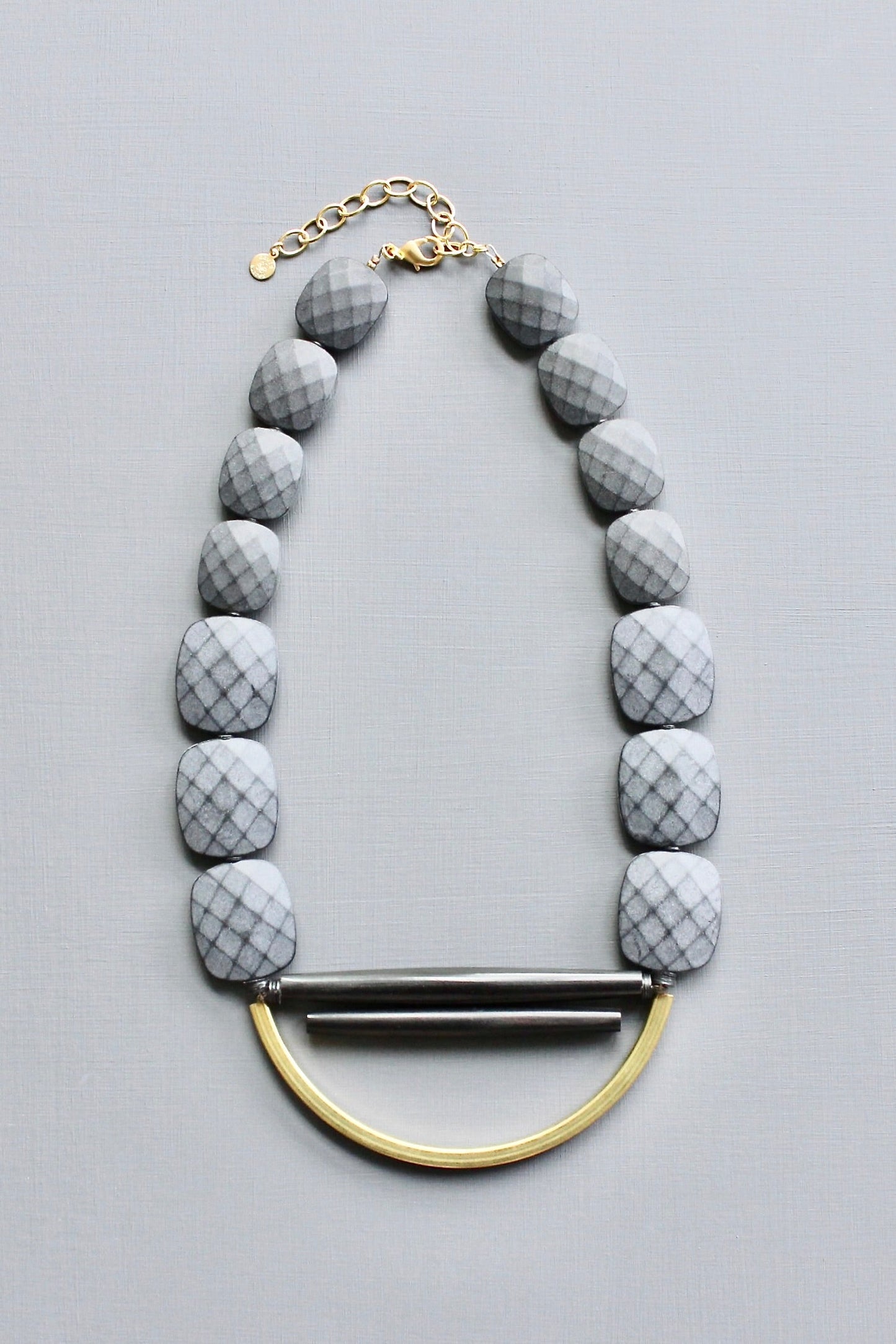 LEX619  Black bib necklace