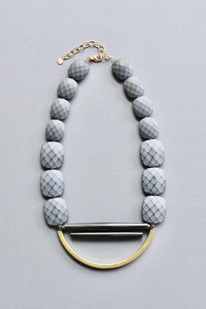 LEX619  Black bib necklace