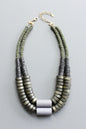 LEX821 Double strand wood and lava bead necklace