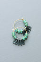 LEXE01 Blue Montana glass fringe mini hoop earrings