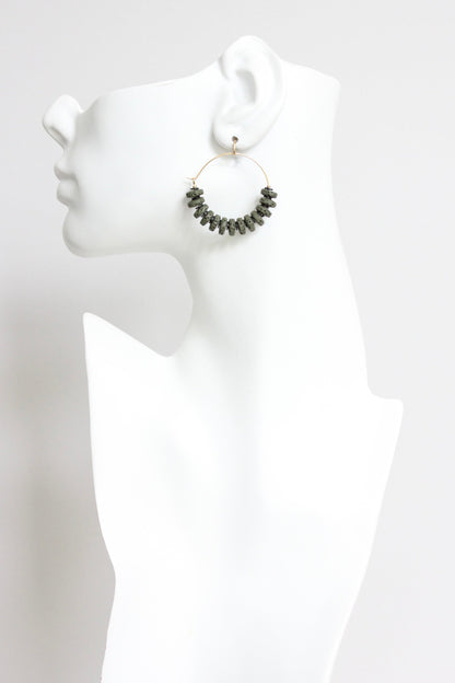 LEXE03 Moss lava hoop earrings
