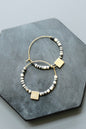 LEXE06 Black and white vulcanite hoop earrings