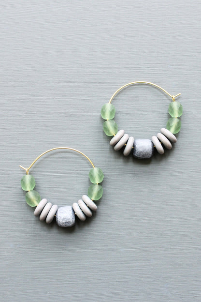LEXE07 Purple and seafoam hoop earrings