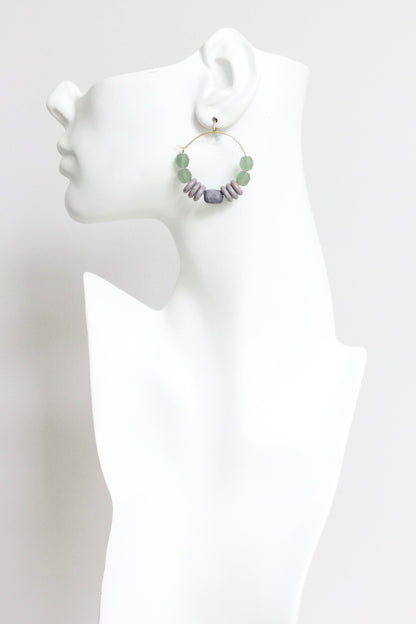 LEXE07 Purple and seafoam hoop earrings