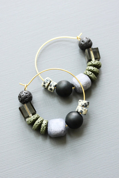 LEXE08 Multi-stone hoop earrings