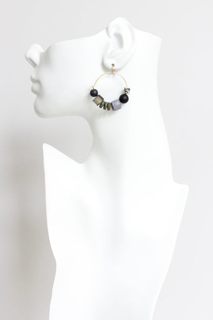 LEXE08 Multi-stone hoop earrings