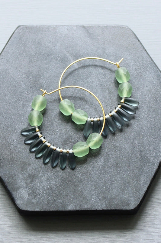 LEXE10 Seafoam and blue montana hoop earrings