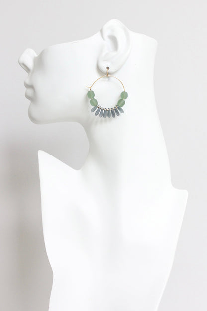 LEXE10 Seafoam and blue montana hoop earrings