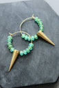 LEXE12 Aqua and spike mini hoop earrings