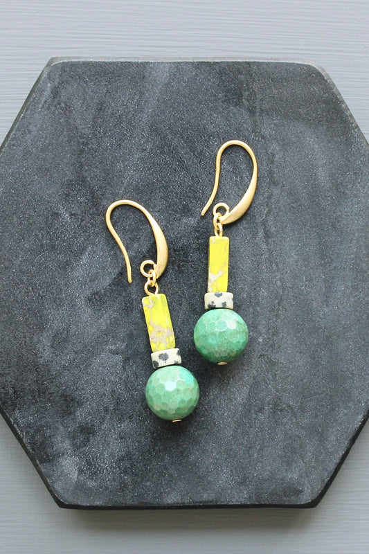 LEXE15 Chrysoprase and jasper earrings
