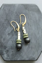 LEXE16 Dalmatian jasper and lava rock earrings