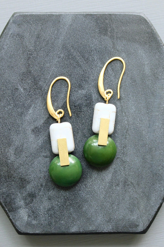 LEXE17 Hunter green and gray earrings