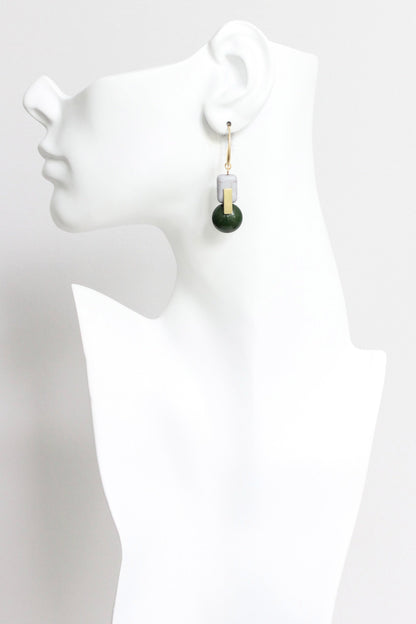 LEXE17 Hunter green and gray earrings