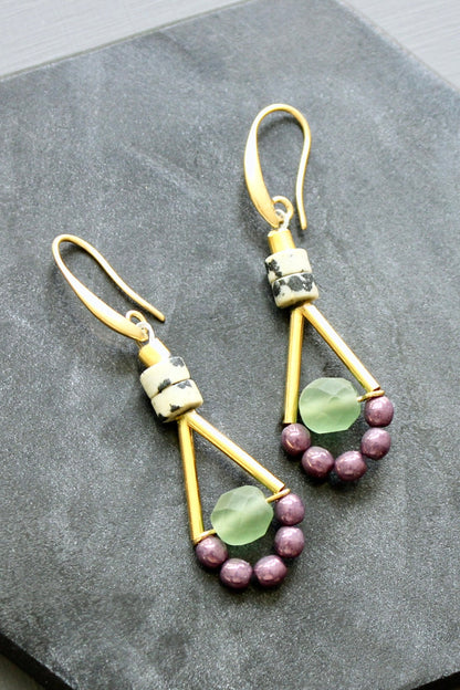 LEXE20 Mini purple and green earrings