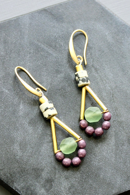 LEXE20 Mini purple and green earrings