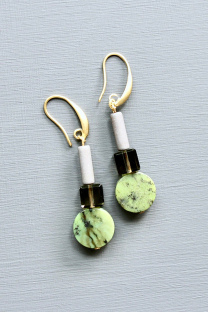 LEXE23 Green and gray geometric earrings