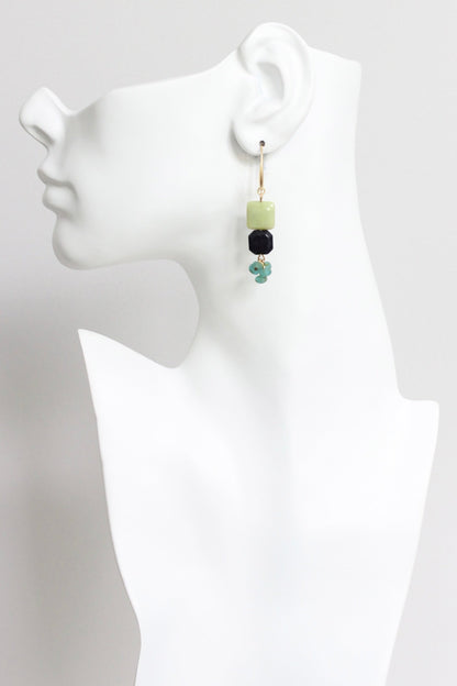 LEXE24 Green jasper and blue goldstone earrings