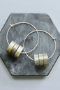 LEXE25 Geometric wood disc hoop earrings