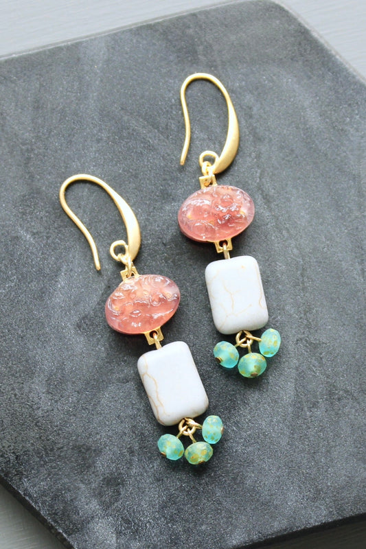 LEXE26 Purple and aqua cluster earrings