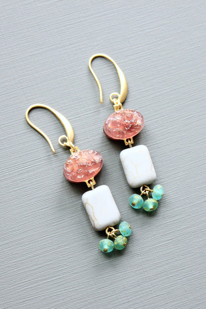 LEXE26 Purple and aqua cluster earrings